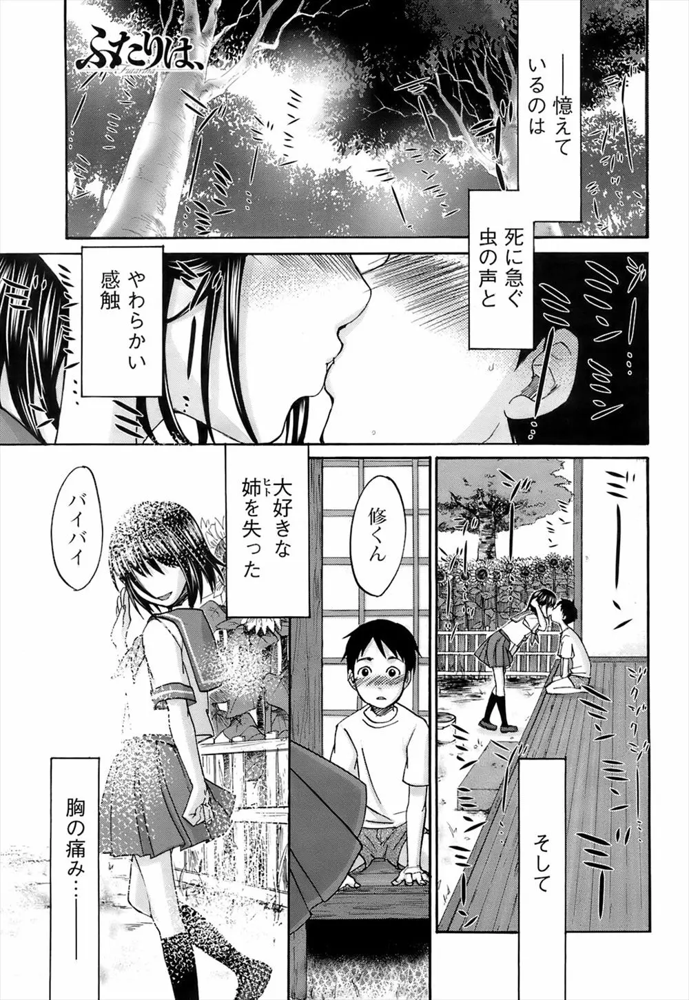 【エロ漫画】お姉ちゃんに恋をして、両親には内緒で近親相姦。ガラス越しのおっぱいや陰毛マンコに欲情した弟は、お姉ちゃんにフェラチオをして貰い、念願の中出しセックスをする