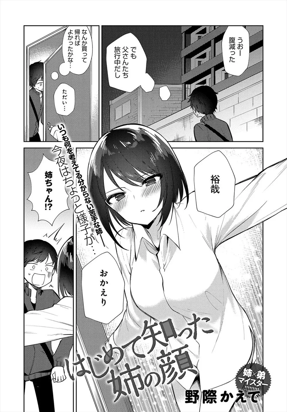 【エロ漫画】無口でクールで怖いと思っていたJDのお姉ちゃんが抱き着いて来る。実はブラコンだった彼女の巨乳に誘惑されて、近親相姦でパイパンマンコに中出しをしちゃう